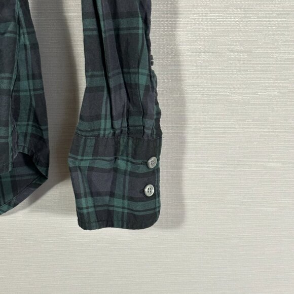 J Crew Perfect Shirt Women 2 Green Plaid Cotton Long Sleeve Button Up Blouse - Picture 3 of 6